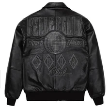 Men's Pelle Pelle Marc Buchanan Soda Club Genuine Cowhide Bomber Leather Jacket