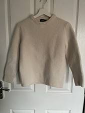 Monoprix 100% Wolle gerippt ecru dicker Pullover Wolle Kinder Gr. XXL weiß