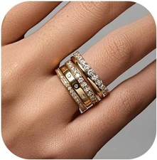 14k Gold Plated Dainty Stacking Cubic Zirconia Thumb Knuckle Women Ring Set gift