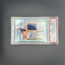 Yoshinobu Yamamoto RC 2024 Topps Inception PATCH AUTO Aqua /50 Dodgers PSA 9