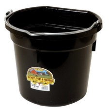 20Qt Flatback Plastic Bucket Heavy-Duty Stacking Rib Impact Resistant Bail Black