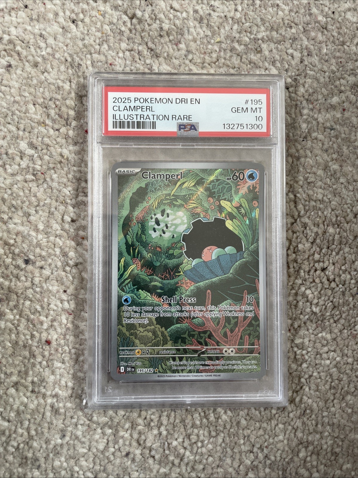 Pokémon TCG Destined Rivals Clamperl Card Illustration Rare 195/182 PSA 10