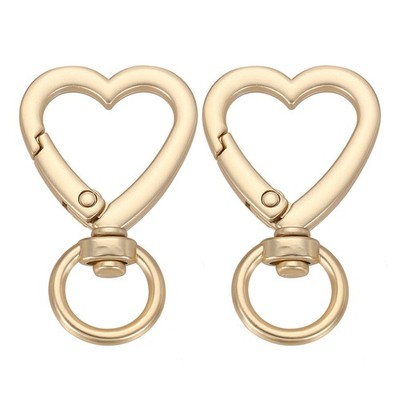 2pcs for Matt Gold Swivel Heart Buckles, Spring Carabiner Keychain