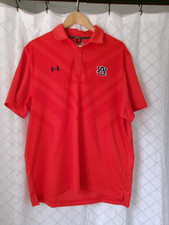 Auburn Tigers Shirt Men XL Orange Under Armour HeatGear Polo Golf War Eagle NCAA