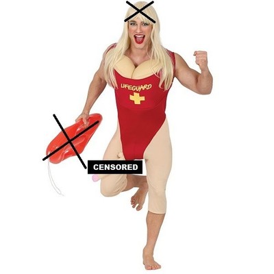 Herren frech vollbusig gewölbt Rettungsschwimmer Kostüm Hirsch Do Comedy Anzug fg