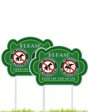 2 Pcs. Keep off Grass No Dogs signs with Metal Stake Double Sided