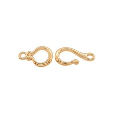 21MM 14K Solid Yellow Gold Ball-End Hook Eye Clasp with Bead Details and Ball