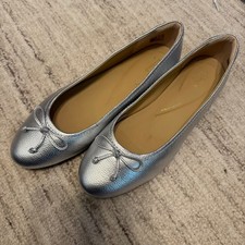 Excellent Condition Leather Metalic Silver Ballet Flat