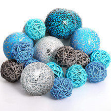 Jetec 18 Pcs Blue Decorative Balls For Bowls Centerpiece 6 Mosaic Sphere Glass