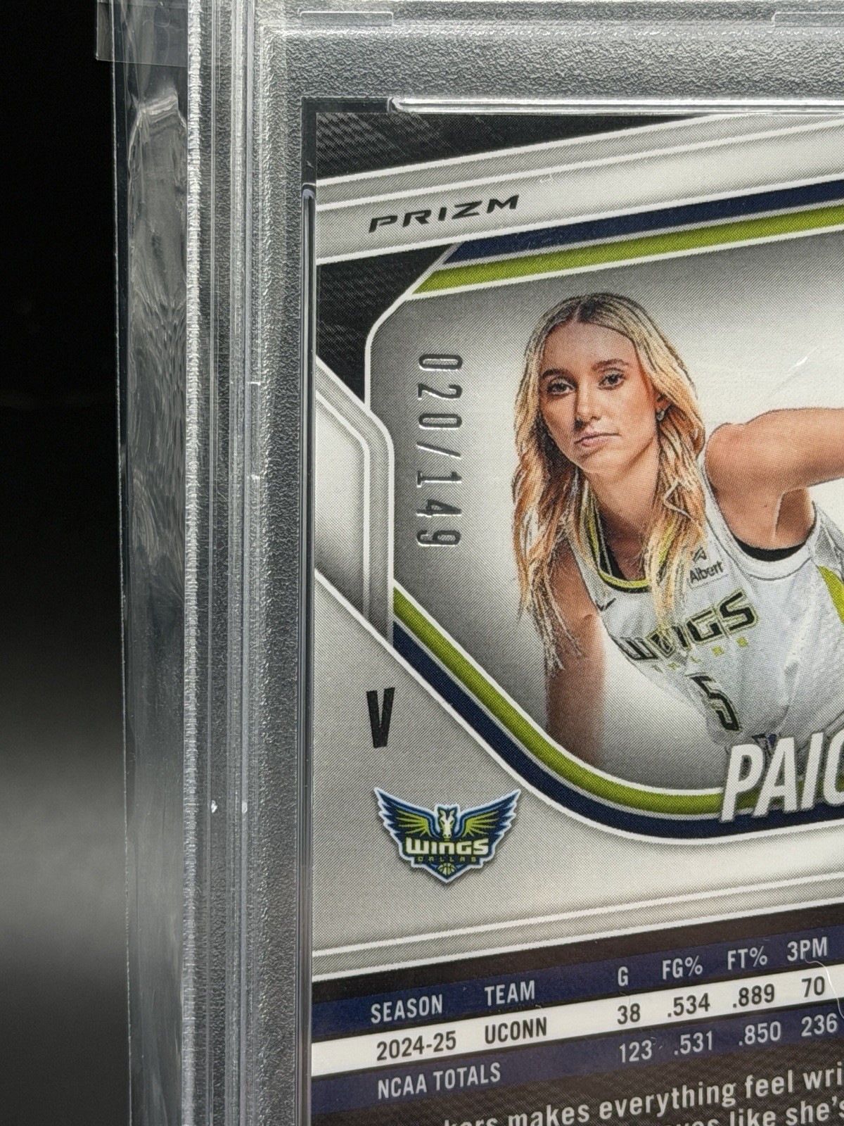 Panini 2025 Prizm WNBA Paige Bueckers Purple Prizm /149 RC #147 PSA 9 view 3