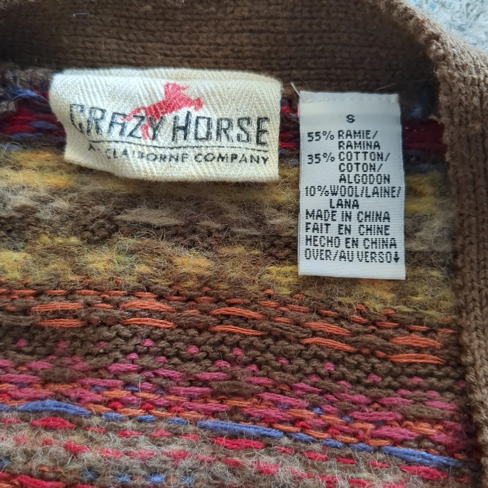 VTG Crazy Horse (Liz Claiborne Co) Womens Cardigan Sz S Wool/Cotton Blend 0710i - Image 4 of 4