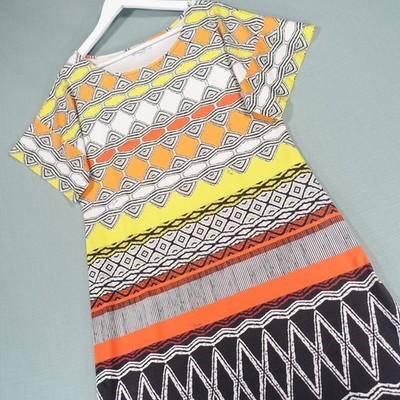 Emilio Pucci Kleid Damen 44 Gelb Orange Seide Firenze Italienisch Azteken Opt Art
