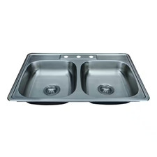 Specialty Series Stainless Steel 33 In. 3-Hole 50/50 Double Bowl Top-Mount Kitch