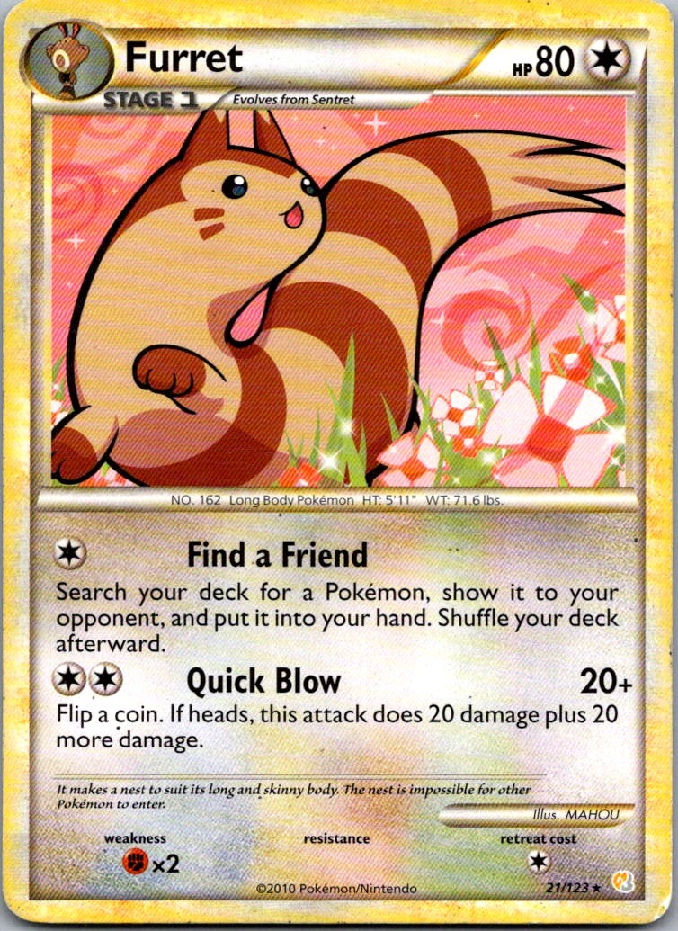 Furret 21/123 HeartGold SoulSilver Rare LP
