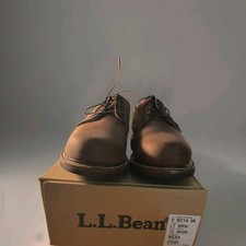 L.L.Bean Men's Brown Leather Derby Dress Shoes, Lace-Up Round Toe US 12 W