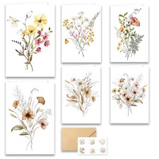 Blumen-Dankeskarten Set Bastelkarte Gru&szlig;karten Umschl&auml;ge Aufkleber bunt