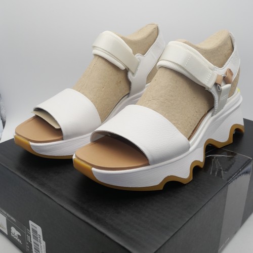 NEW Sorel Kinetic Impact Y-Strap Leather Sandals Women's 10 Sea Salt White