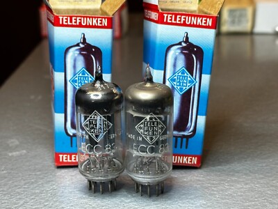 2  NOS     tubes Telefunken ECC83 12AX7  matched pair  ribbed long 1.7cm plates