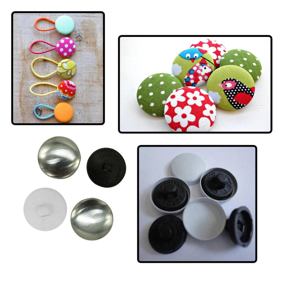 Aluminium Self-Cover Buttons with Plastic Back Sewing Crafts DIY 50/100 Sets - Image 3 of 4