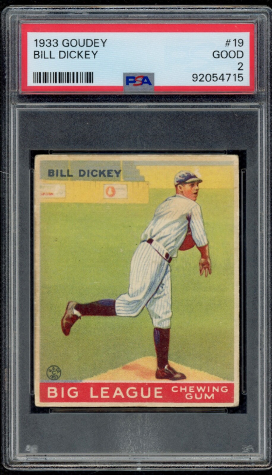 1933 Goudey #19 Bill Dickey New York Yankees PSA 2