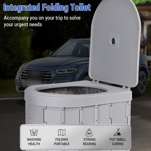 Portable Toilet for Camping Convenient Car-mounted Folding Toilet with Tent A4O5 - Picture 3 of 12