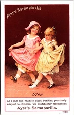Vintage Dr. Ayer's Sarsaparilla Adorable Victorian Girls Quack Remedy Trade Card