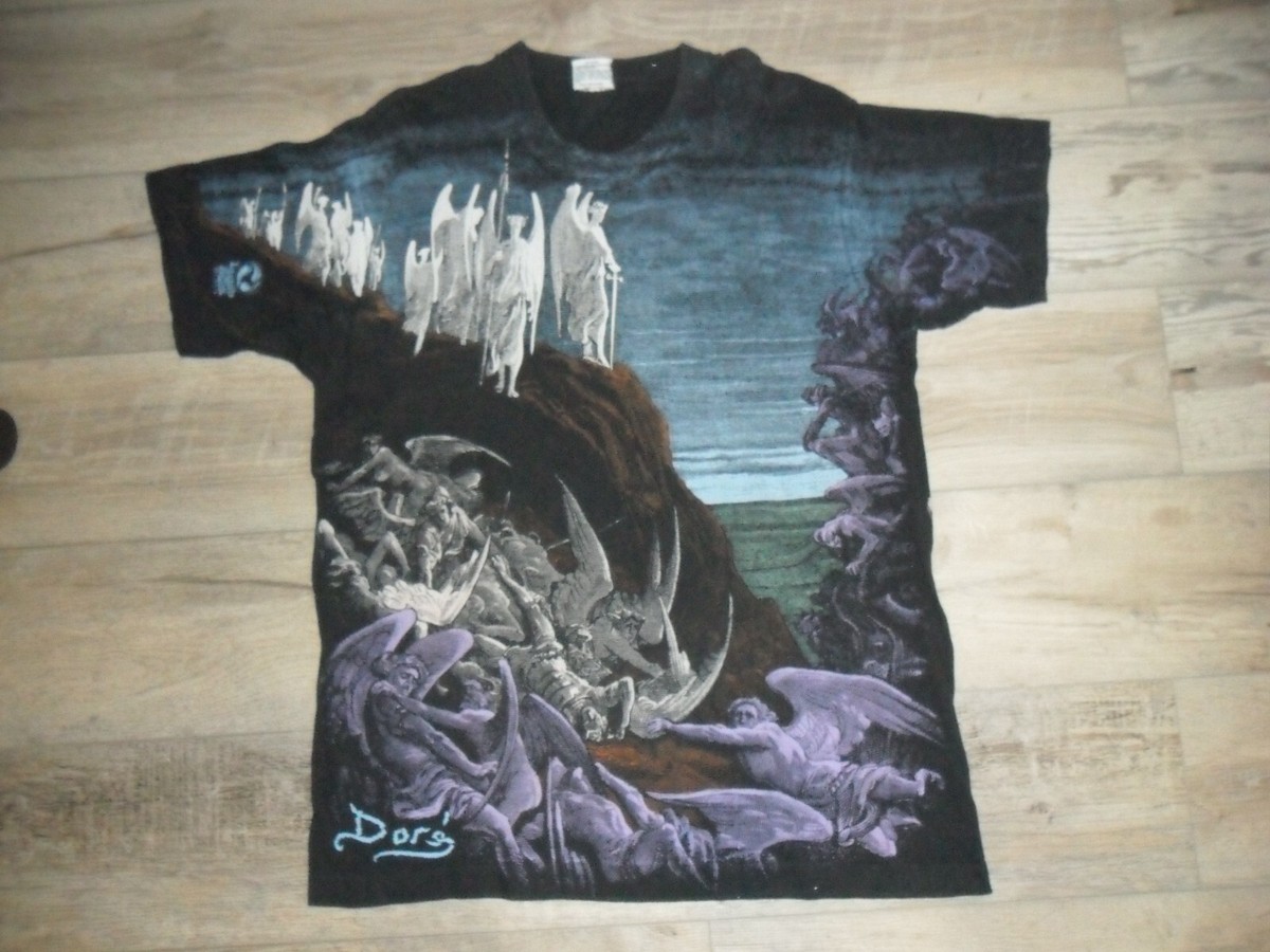 1990's Vintage Liquid Blue Gustave Dore' Angels & Demons AOP 1990's Vintage Liquid Blue Gustave Dore' Angels & Demons AOP