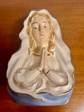 Vintage Artmark Japan Blue Praying Virgin Mary Madonna Holy Mother Planter