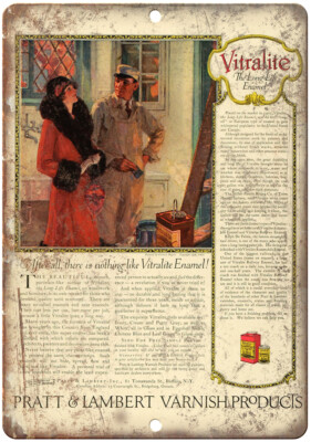Vitralite Pratt & Lambert Varnish Ad 12'' x 9'' Reproduction Metal Sign Z114