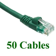 Pack of 50 Cables 3 Foot Cat5e Green Network Ethernet Network Patch Cable Booted