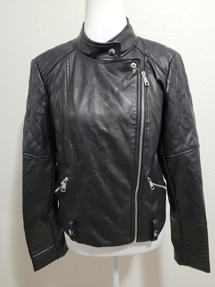 CI SONO by CAVALINI Women's Moto Jacket Long Sleeve Faux Leather