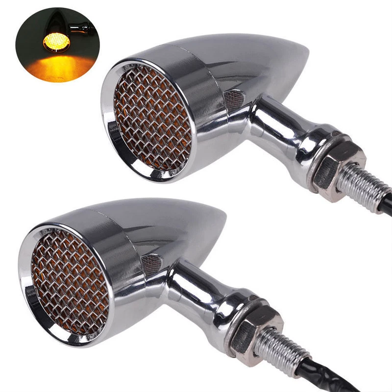 Señales de giro LED de cromo ámbar para motocicleta luces brillantes para correr bala Foto 2 de 4