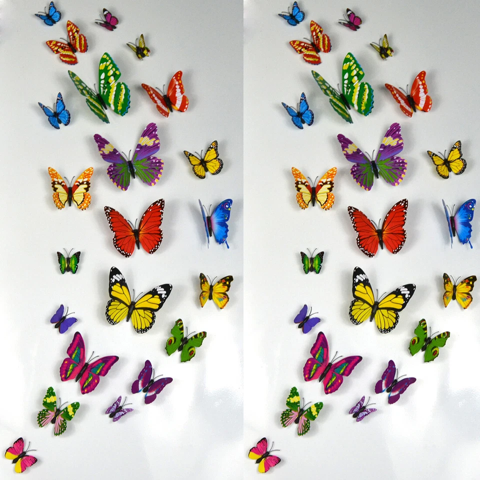 12Pcs 3D Butterfly Wall Stickers Removable Mural Decals DIY Art Home Decoration☾ - Image 3 of 4