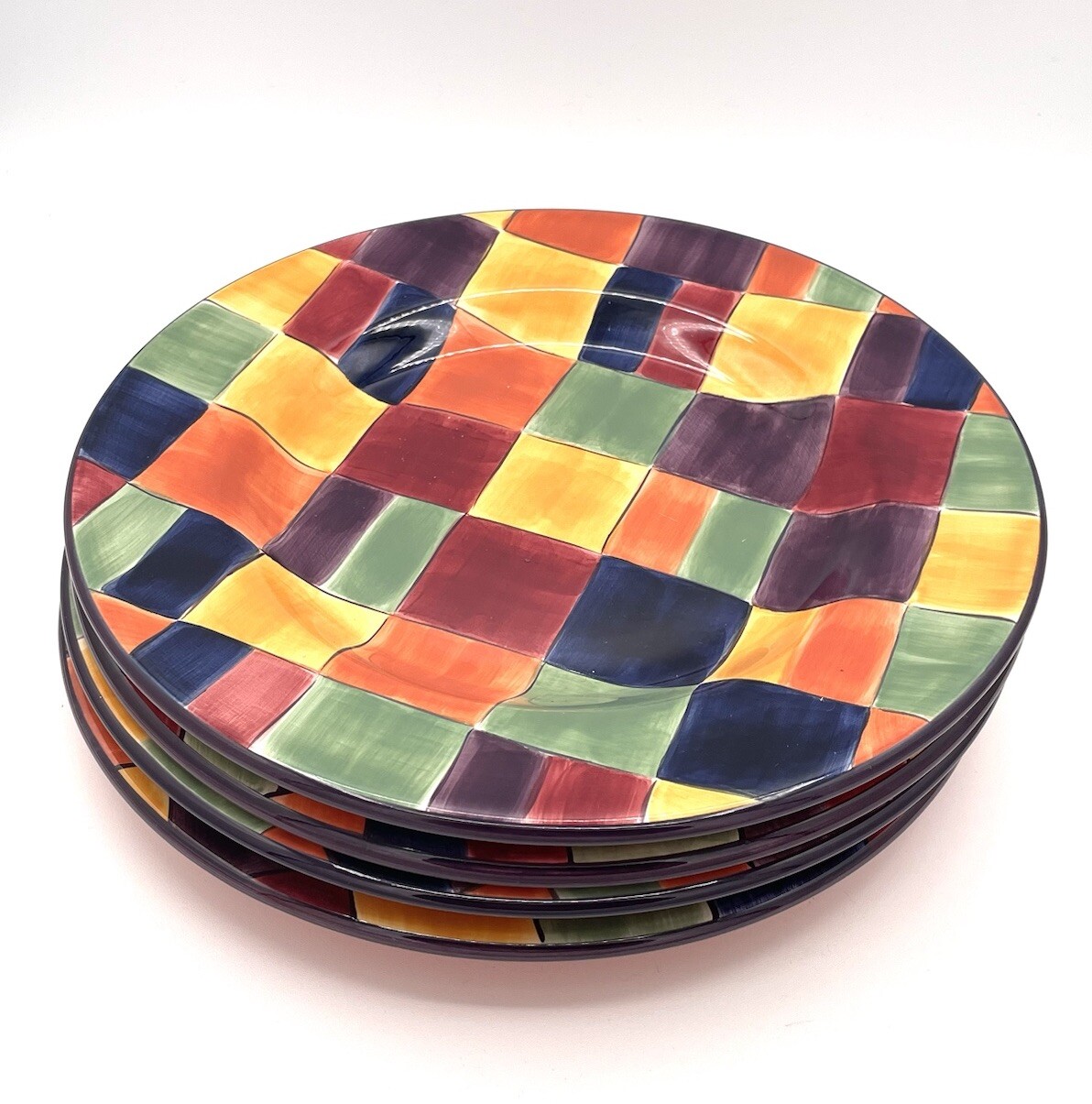 4 Tabletops Gallery Caracas Dinner Plates Hand Painted Multicolor 111/