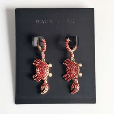 New Baublebar Crab Drop Hoop Earrings Gift Stylish Women Party Vacation Jewelry