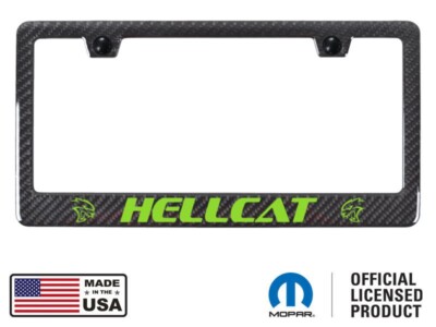 Dodge Hellcat Real Carbon Fiber ABS Back License Plate Frame - Green