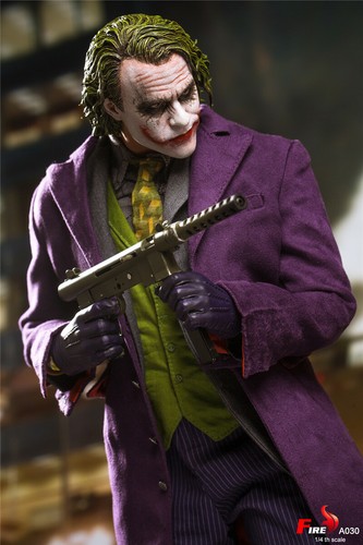 1:4 FIRE A030 18inch Batman Dark Knight Clown Joker Purple Coat Suit Figure Toy - Picture 7 of 12
