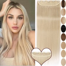 Invisible Clip In 100 THICK Remy Human Hair Extensions 3/4 Full Head Straight