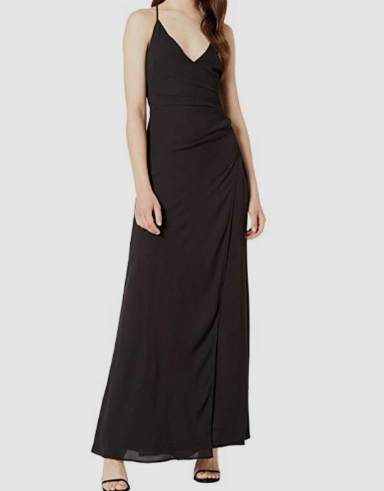 $138 Wayf Womens Black Solid Allison Faux-Wrap Sleeveless Slip Dress Size Small