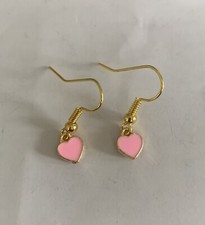Mini pink Enamel Heart Dangle Earrings Valentines Day New