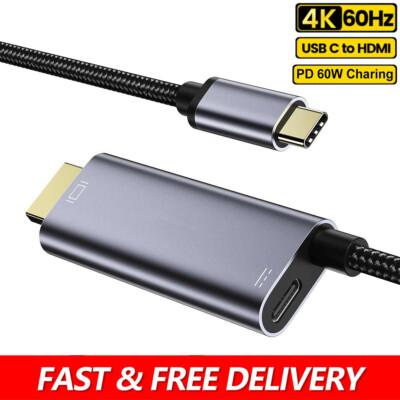Type C to HDMI Cable Adapter 4K 60Hz with 60W PD Charging for  Macbook Pro Australia