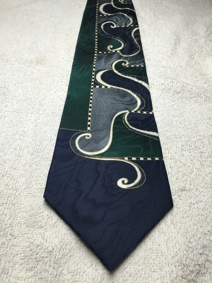EQUIREMENTS 男式领带蓝色绿色灰色 4 X 58 — 第 2/4 张图片