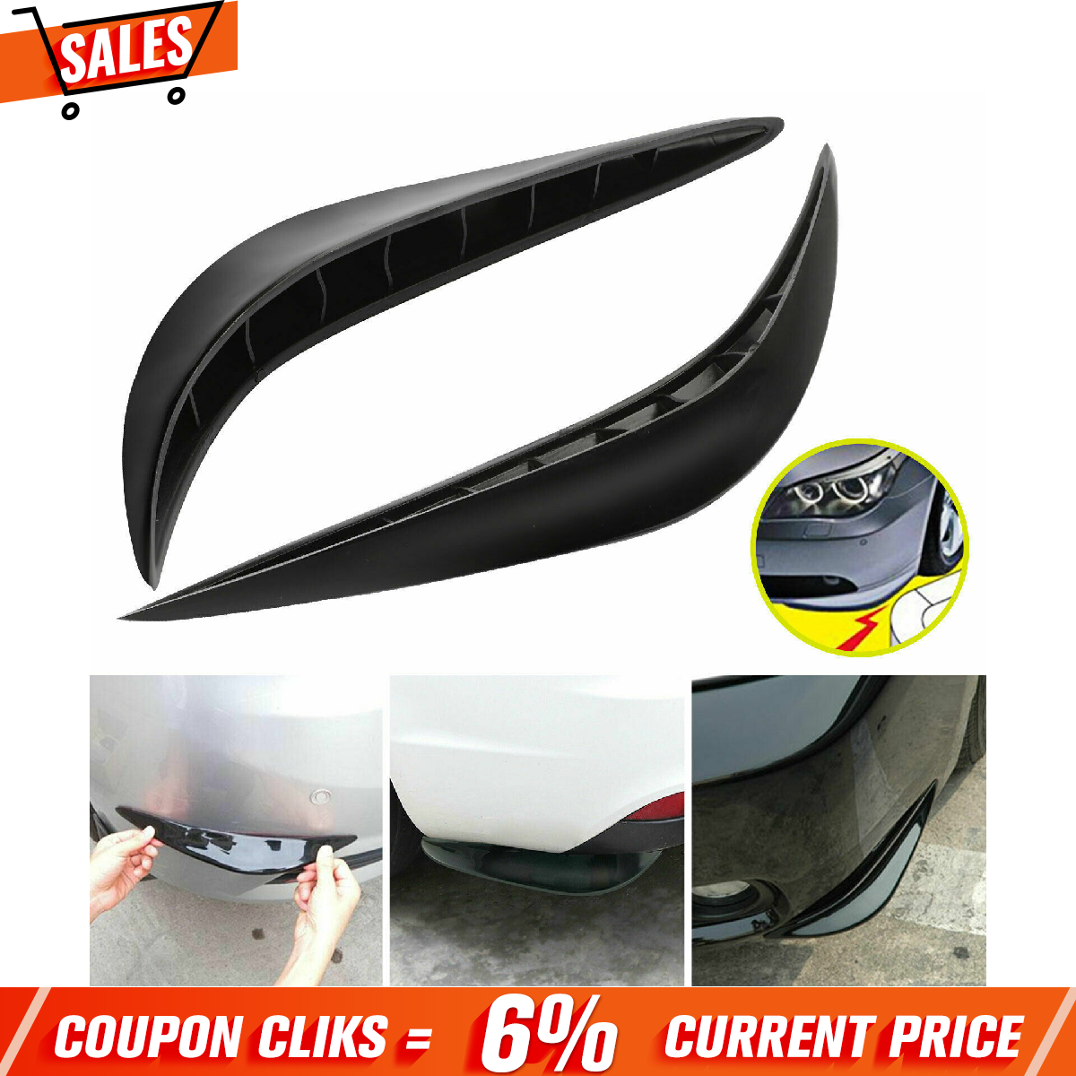 2Pcs Car Bumper Corner Protector Guard Cover AntiScratch Stickers Anti