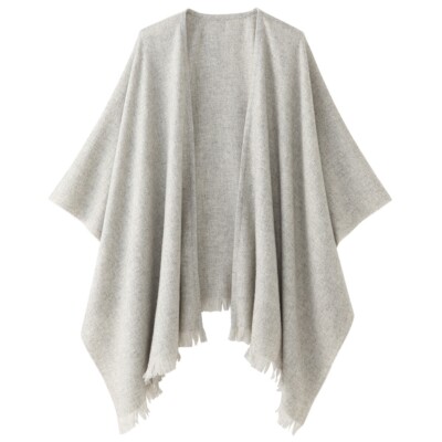 MUJI Gray Yak Wool Warm Large Multi-CAPE Stole Scarf Shawl Muffler