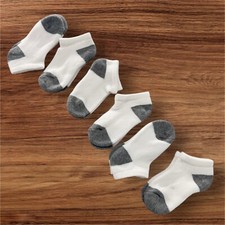 Amazon Essentials White Low Cut Cotton Socks Toddler Pack Of 6 White Gray