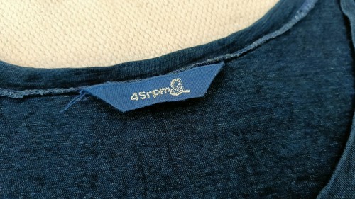 45RPM forty five RPM studio by R 1 Japan solid plain indigo blue ladies tshirt - Picture 7 of 10