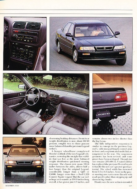 1991 Acura Honda Legend Original Car Review Report Print Article
