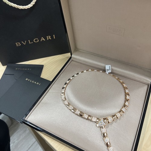 Bulgari Rose Gold Serpentine Diamond Necklace 
