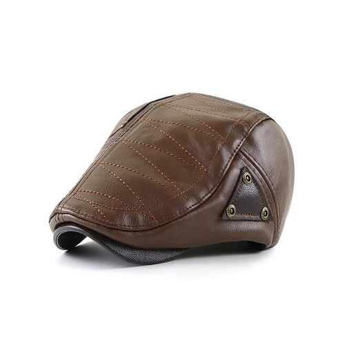 Cappello uomo pelle PU Cabbie Ivy berretto newsboy golf piatto Gatsby guida retrò - Foto 13 di 20