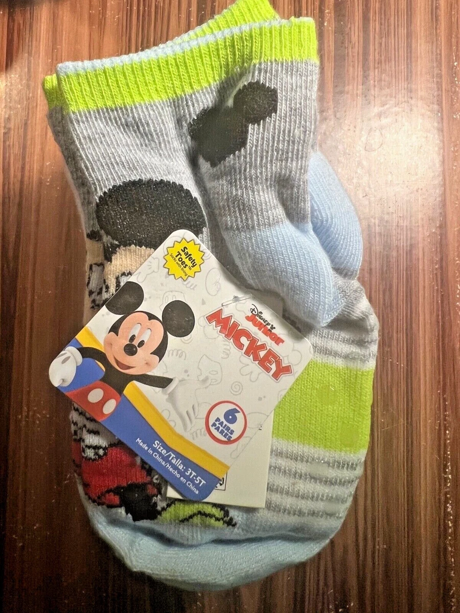 Mickey Mouse Funhouse Ankle Socks Pack 6 Pair Safety Toe Grip Disney Junior  Baby